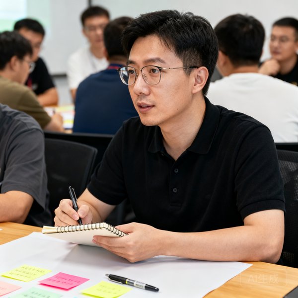 产品设计负责人林晓在用户调研现场记录球迷反馈意见的场景照片